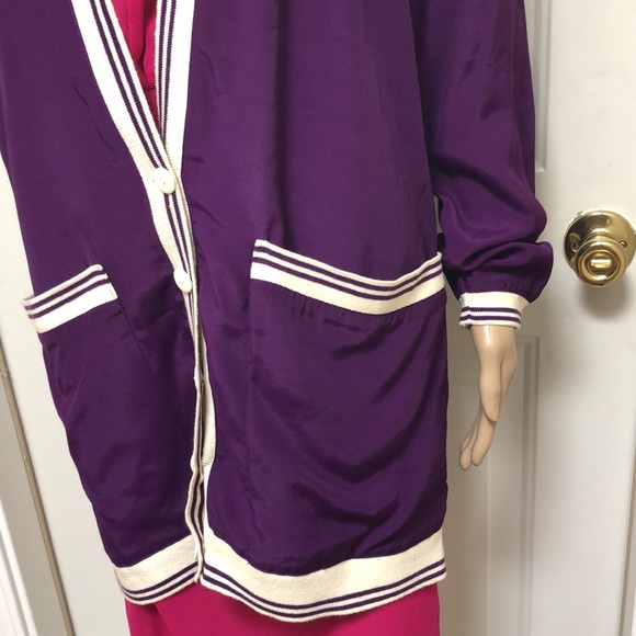 VTG 80s Moods by Krista Purple Letterman Sweater Style Jacket Blazer Oversized - Picture 2 of 7